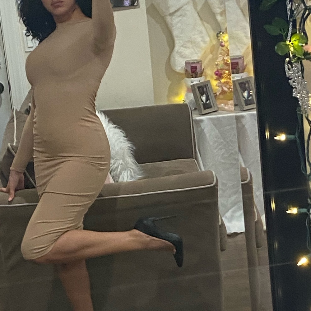 Nude beige midi dress